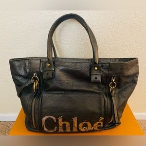 🌹CHLOE LARGE SILVER LEATHER TOTE🌹